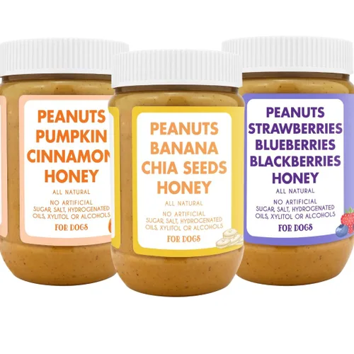Miniatura 3 de Bark Bistro Company, Superberry Snoot + Barkin Banana + Pumpkin Pup, mantequilla de maní 100% natural para perros, golosinas saludables para perros