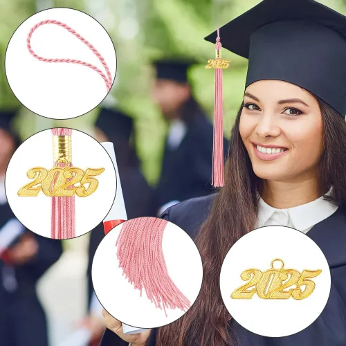 Miniatura 54 de Borla 2025, 1 unidad, borla de graduación para graduados 2025, borla 2025 con dijes de fecha dorada 2025 para fiestas de graduación, ceremonias