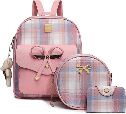 Miniatura 7 de MACCINELO Linda mochila de cuero para mujer, mochila pequeña con lazo para regalo de niñas, bolsa de hombro para mujer, 3