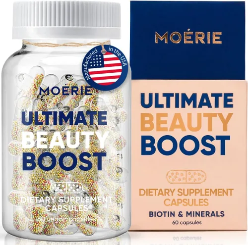 Moerie Ultimate Hair Boost Suplemento para Mujeres y Hombres – Vitaminas para el cabello, la piel y las uñas con biotina y minerales para la salud