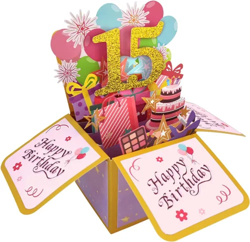 Miniatura 13 de Asmallgf Dulce Tarjeta de Cumpleaños Desplegable del 12º Cumpleaños para Niña y Niño, Gran Regalo de Cumpleaños de 12 Años para Hija, Sobrina