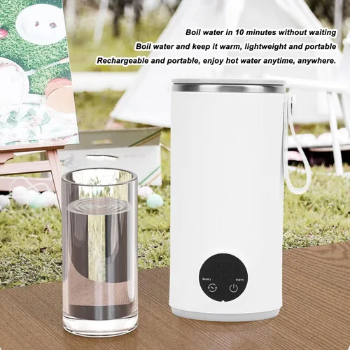 Miniatura 2 de Hervidor eléctrico portátil recargable – Hervidor eléctrico de viaje de 13.5 fl oz, con agitador giratorio, mini hervidor de té de acero inoxidable