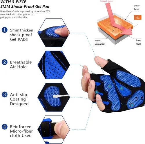 Miniatura 2 de MOREOK - Guantes para bicicleta de montaña (MTB) y ciclismo de descenso (DH), para hombres, de medio dedo, con almohadilla de gel que absorbe