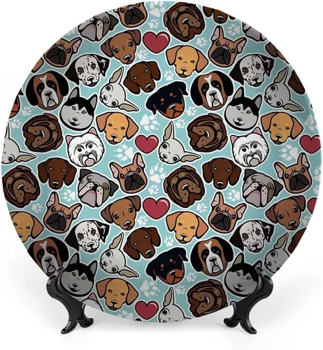 Placa de exhibición de cerámica, para amantes de los perros, placa decorativa colgante de cerámica, razas caninas, bulldog, chihuahua, siberianos y