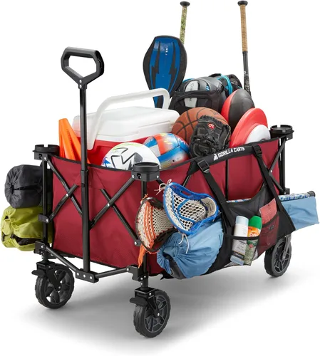 Miniatura 8 de Gorilla Carts Vagón utilitario colapsible plegable para exteriores, cama de gran tamaño de 7 pies cúbicos, capacidad de carga de 150 libras, rojo