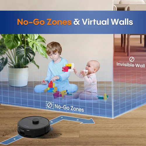 Miniatura 7 de Combo robot de aspiradora y trapeador, potente succión de 5000 Pa, mapeo inteligente avanzado, ideal para pelo de mascotas, polvo
