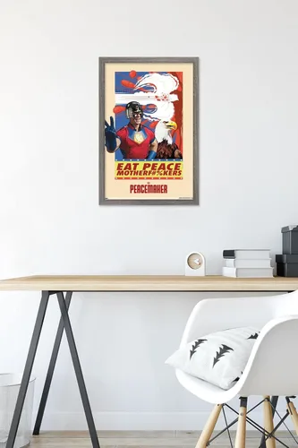 Miniatura 6 de DC Comics TV Peacemaker - Póster de pared Eat Peace, 22.4 pulgadas de largo x 14.7 pulgadas de ancho, versión enmarcada de madera de granero