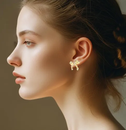 Miniatura 8 de Aretes de aro pequeños y ligeros con lazo de oro de 14 quilates para mujeres y niñas