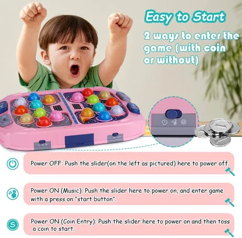 Miniatura 3 de Juego de Golpear Topos para Niños, Juguetes para Niños y Niñas de 3-12 Años, Juguete de Golpear Topos para Niños Pequeños, Regalos para Niños y Rosa