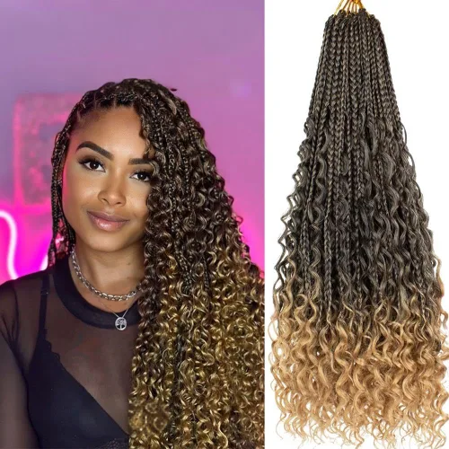 Miniatura 8 de Beverlee Goddess Box - Trenzas de ganchillo de 8 pulgadas, 8 paquetes de trenzas de ganchillo bohemias, extremos rizados, pelo sintético rizado
