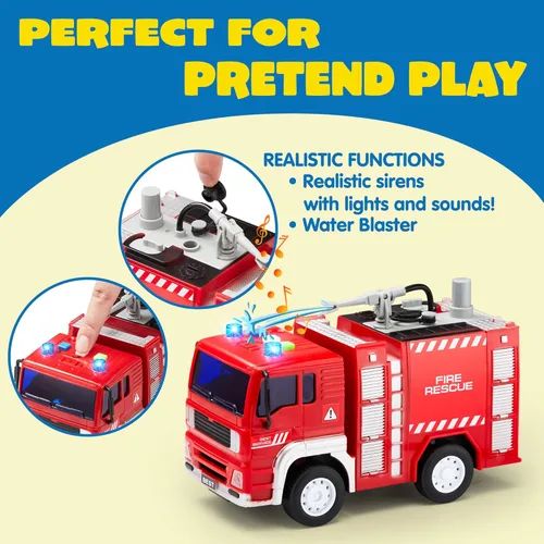 Miniatura 3 de JOYIN Juguetes de camiones de bomberos para niños de 3, 4, 5, 6, 7 años - Camión de bomberos, vehículo de emergencia, camión de bomberos para niños