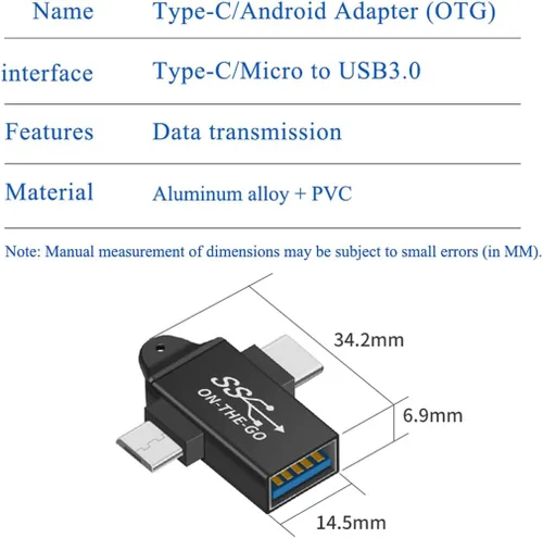 Miniatura 3 de Adaptador 2 en 1 tipo C y Micro USB a USB 3.0 - Soporta función OTG