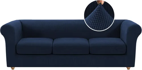 Miniatura 54 de Funda para silla Chesterfield de 2 piezas para sofá de 1 cojín, fundas para silla de brazo alto, 1 asiento, alta elasticidad, lavable, protector