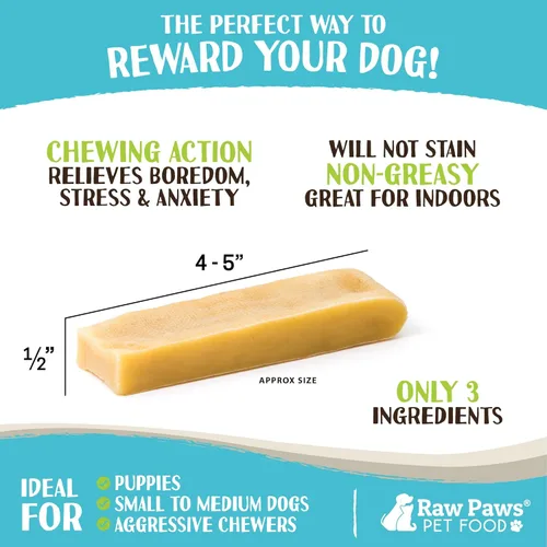 Miniatura 3 de Raw Paws Himalayan Yak - Masticables para perros, medianos (paquete de 10) – Empaquetados en Estados Unidos – Masticables tibetanos de queso de yak