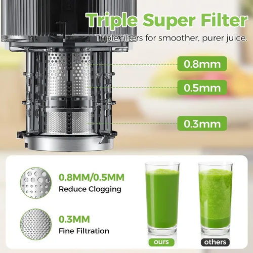 Miniatura 4 de OSTBA Exprimidor de prensa en frío, máquina exprimidora de canal de alimentación de 5 pulgadas de ancho para frutas y verduras enteras, exprimidor