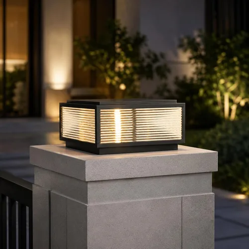 Lámpara de porche al aire libre, luz grande de pilar de columna de puerta negra de 19.68 pulgadas | Modern Black Waterproof Pedestal Bollard