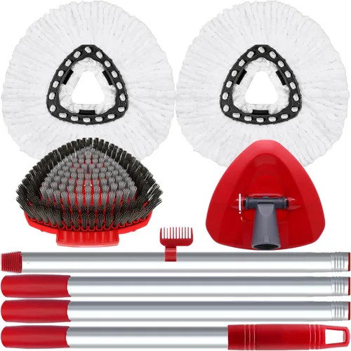 Miniatura 10 de Paquete de 2 cabezales giratorios de repuesto compatibles con O Cedar RinseClean 2 tanques, cepillo de fregado mejorado, mango de trapeador de 4