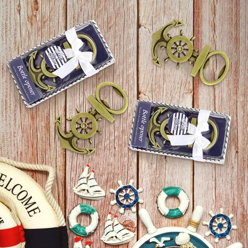 Miniatura 7 de 50 abrebotellas con diseño de ancla para temática náutica, regalos de boda, decoraciones de despedida de soltera o recuerdos de fiesta de baby bronce