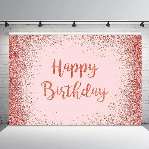 MEHOFOND Fondo de fotos con purpurina de oro rosa y rosa, accesorios de fondo brillante para niña y mujer, pancarta de fiesta de feliz cumpleaños,