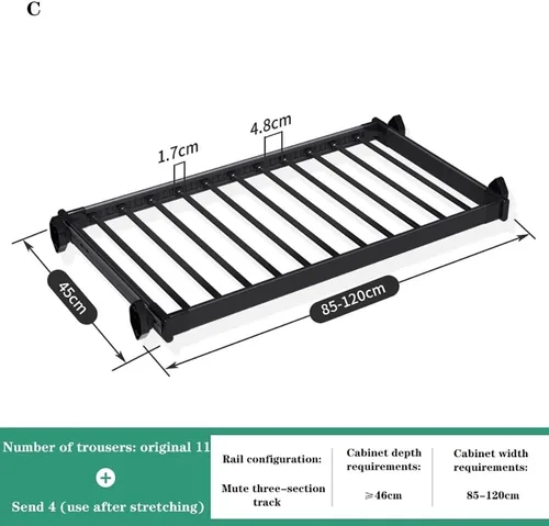 Miniatura 2 de Estante extraíble para pantalones, organizador de ropa, organizador de ropa, estante de armario, estante multifuncional ajustable, ahorro de espacio