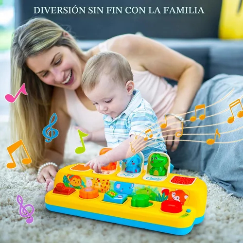 Miniatura 2 de Juguetes interactivos emergentes de animales con música y luz, juguetes Montessori de causa y efecto para niños y niñas de 1 año, juguete musical