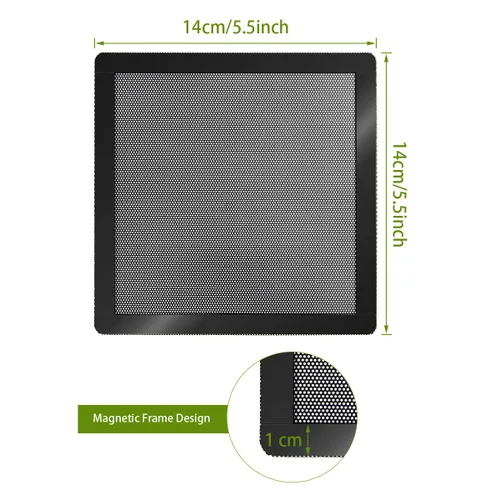 Miniatura 4 de Filtro de polvo para ventilador de PC de 5.512 in, marco magnético, rejillas de ventilador de computadora, malla de polvo negro, pantalla de filtro