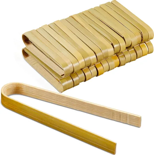 Patelai 90 piezas de mini pinzas de bambú largas para tostadas, utensilios de cocina de bambú desechables de madera para tostadas de pan,