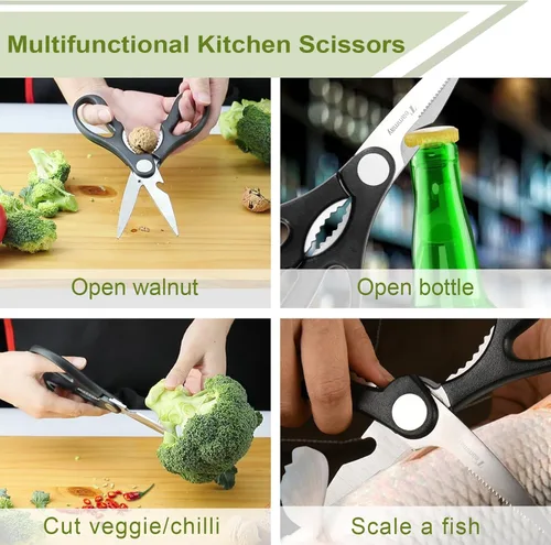 Miniatura 7 de Juego de 4 cuchillos Santoku de 6 pulgadas, cuchillo de pelar de 4 pulgadas, tijeras de cocina, pelador en Y, revestimiento antioxidante, afilado