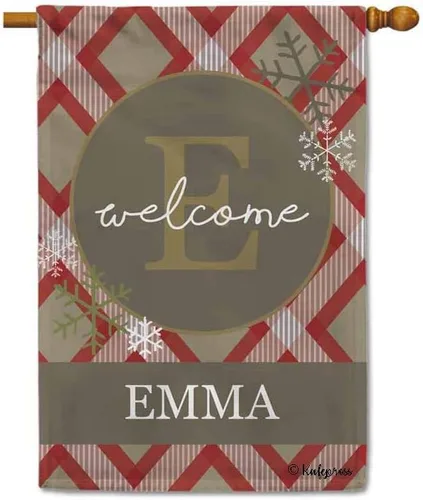 Miniatura 9 de Welcome Style Initial Garden Flag Snowflake Decor Customized Your Last Name 12.5X18 Inch Print Double Sided