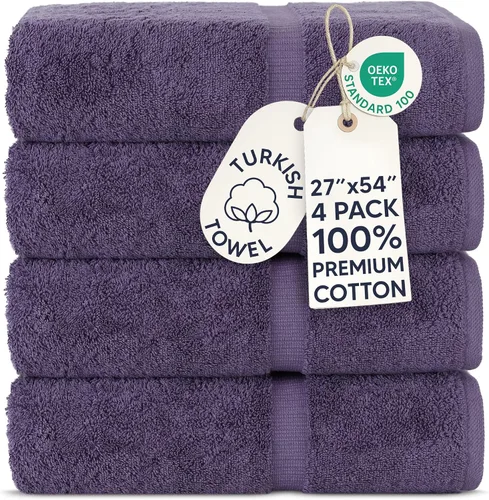 Miniatura 112 de Chakir Turkish Linens - Toallas turcas de 100% algodón, suaves y absorbentes (4 paños, color gris)