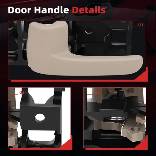 Miniatura 5 de cciyu Manijas de puerta para Toyota Tundra 2000-2006 Interior Trasero Izquierdo Pasajero Lado Derecho, Color Beige, 4 piezas