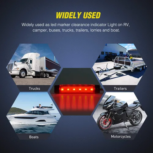 Miniatura 8 de Nilight 10 luces LED rojas de 3.8 pulgadas con 6 luces LED indicadoras laterales delanteras y traseras para 12 V, camión, remolque, caravana, Rojo