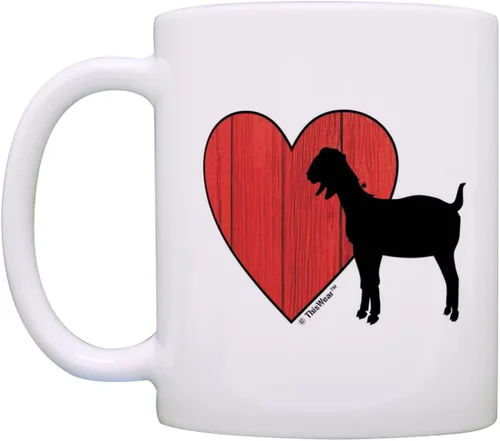 Miniatura 3 de ThisWear Barnyard Farm Animal Goat Love Heart Barn Yard Billy Goat - Taza de café, taza de té, color blanco