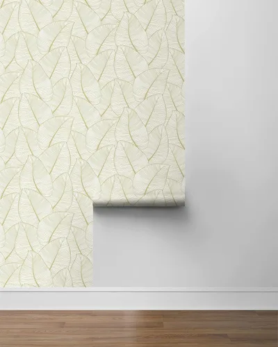 Miniatura 6 de Casa Mia Rollo de papel tapiz de vinilo con hojas metálicas tropicales para despegar y pegar (cubre 30.75 pies cuadrados) (dorado)