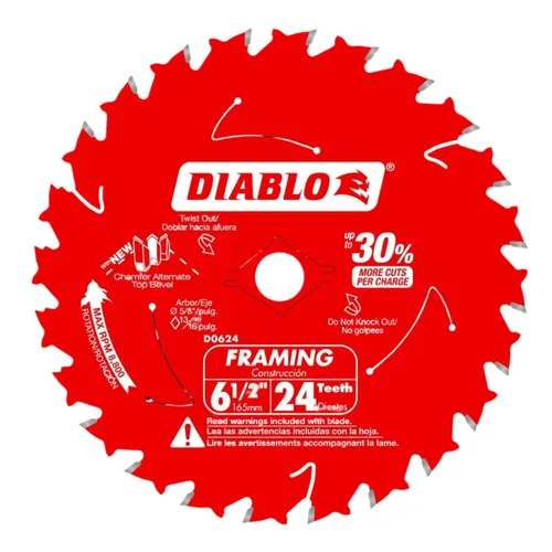 Miniatura 17 de Diablo - Hoja de sierra de acabado de alto rendimiento para madera - 6-1/2" x 40 dientes, carburo Tico - D0641X