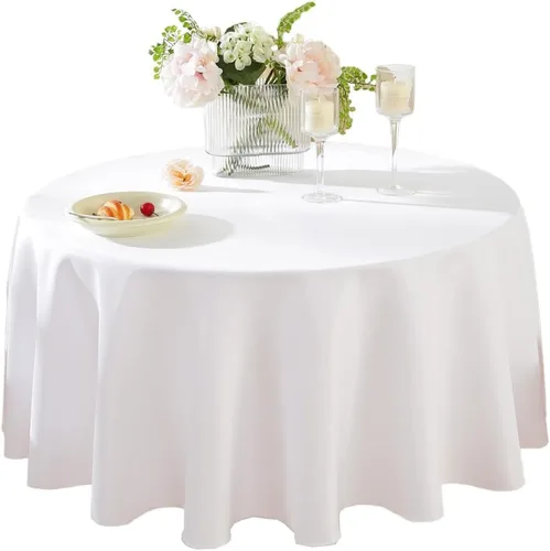 Miniatura 16 de Paquete de 2 Manteles Redondos de 120 Pulgadas de Carbón, Mantel de Poliéster Lavable para Uso en el Hogar, Fiestas, Bodas o Restaurantes.