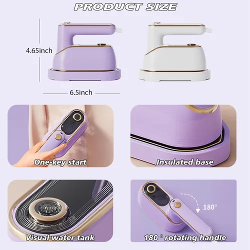 Miniatura 5 de Plancha de vapor de mano, 1200 W de alta potencia, máquina de planchar de doble propósito en seco y húmedo, máquina de planchar con mango giratorio