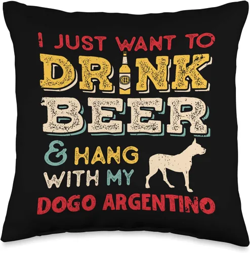 Miniatura 5 de Dad Dogo Argentino Regalo Dogo Argentino Papá Beber Cerveza Cuelgue Con Perro Divertido Cojín Regalo de Regalo de la Mancha, 18.0 x 18.0 in