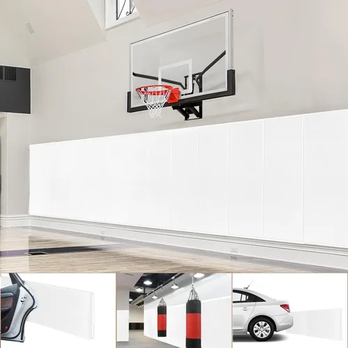 Miniatura 20 de Almohadillas de pared acolchadas para gimnasio, alfombrillas de pared de baloncesto, almohadillas de pared de espuma de 2 pulgadas de grosor, Gris