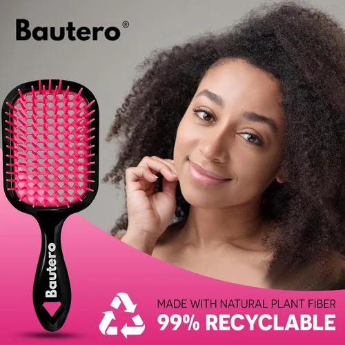 Miniatura 6 de Bautero Cepillo desenredante para cabello grueso y rizado, desenredante sin dolor para cabello natural enrollado 4C, reduce la rotura y el Sakura