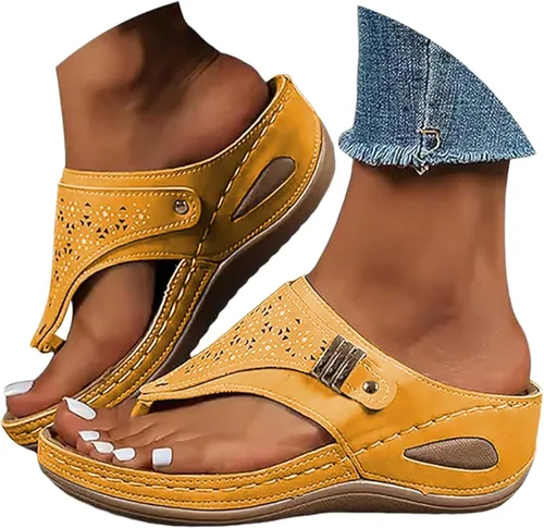 Miniatura 14 de Sandalias ortopédicas para mujer, sandalias de cuña con soporte de arco, sandalias de playa cómodas y elegantes para el verano 2025