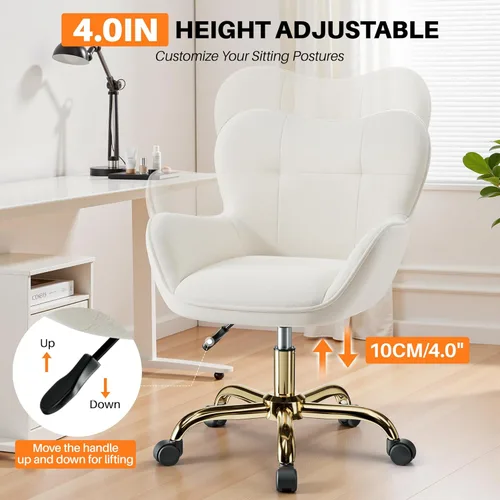 Miniatura 6 de Silla de tocador con ruedas, bonitas sillas de escritorio de oficina en casa, altura ajustable para sala de estar, dormitorio, pequeña silla