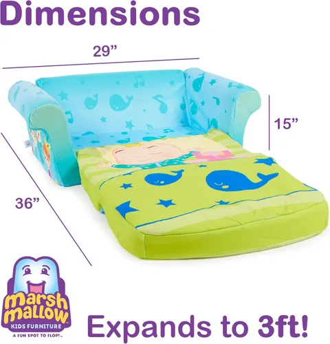 Miniatura 3 de Marshmallow Furniture, Sofá de Juego Cocomelon 3 en 1 para Dormir, Tumbona Convertible para Niños, Sofá Cama y Colchón para Siesta de Espuma
