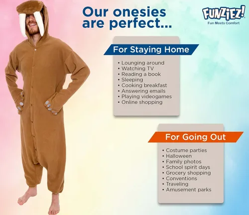 Miniatura 5 de FUNZIEZ - Disfraz de Halloween para adultos de animales y criaturas marinas mameluco de felpa para adultos mujeres y hombres