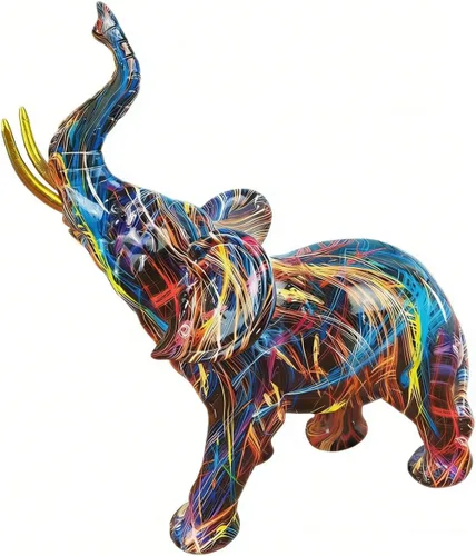 JEYUME Decoración de elefante, figuras coloridas de elefante, estatuas de elefante coloridas de resina, decoración del hogar, para llenar la