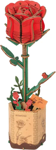 Miniatura 9 de rowood Rompecabezas 3D de flores de madera, juego de bloques de construcción de flores, kit de manualidades, día de la madre, día de San Valentín