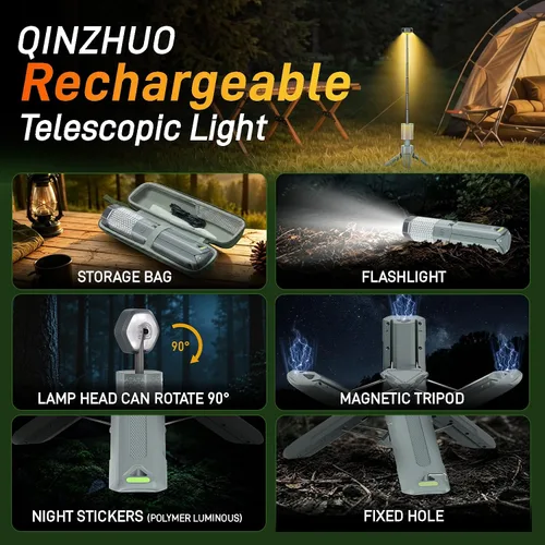 Miniatura 5 de Luces telescópicas para campamento, linterna de campamento portátil con bolsa de almacenamiento, luz de emergencia de aventura al aire libre