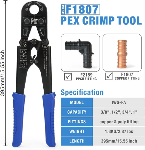 Miniatura 6 de iCrimp - Kit de engaste de anillos de cobre C/W 50 piezas de anillos de cobre de 3/4 pulgadas