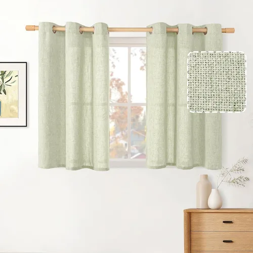 Miniatura 126 de BGment Cortinas de Lino Beige de 63 Pulgadas de Largo 2 Paneles - Tratamientos para Ventanas con Textura de Arpillera Filtrantes de Luz Cortinas
