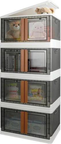 Miniatura 10 de Caja de almacenamiento, gabinete de plástico, capacidad de 8.4 galones (32L por una), 2 unidades, caja plegable con tapas, cajón plegable